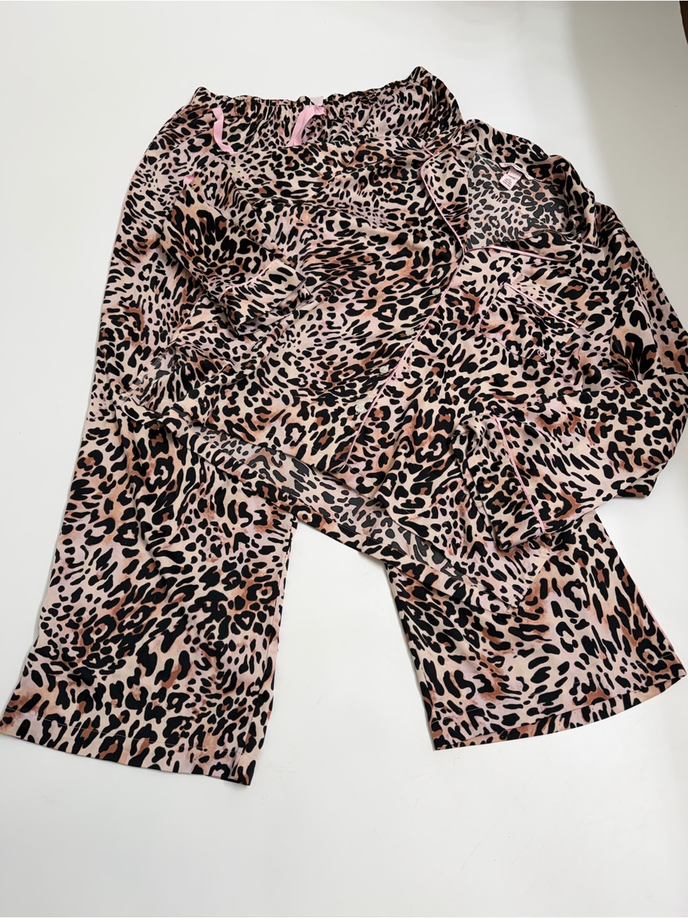 Victoria's Secret Pink Leopard Print Pajama Set Women's Large